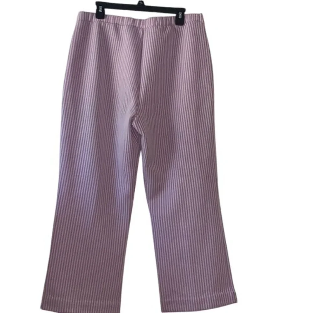 Pink & White Striped Elastic Waist Pants With Bow Detail - Picture 3 of 7